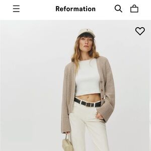 The Reformation Nala cotton cashmere cropped cardigan